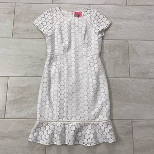 White polka dot peplum dress